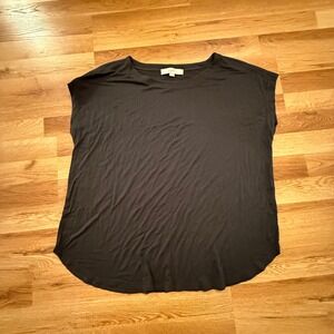 LOFT Forest Green Blouse Large Women's Short Sleeve Tunic Top Workwear Casual‎